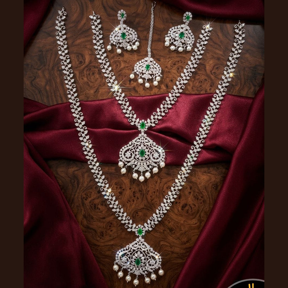 Tanish Art Jewellery Royal American Daimond Stone Double Necklace Set