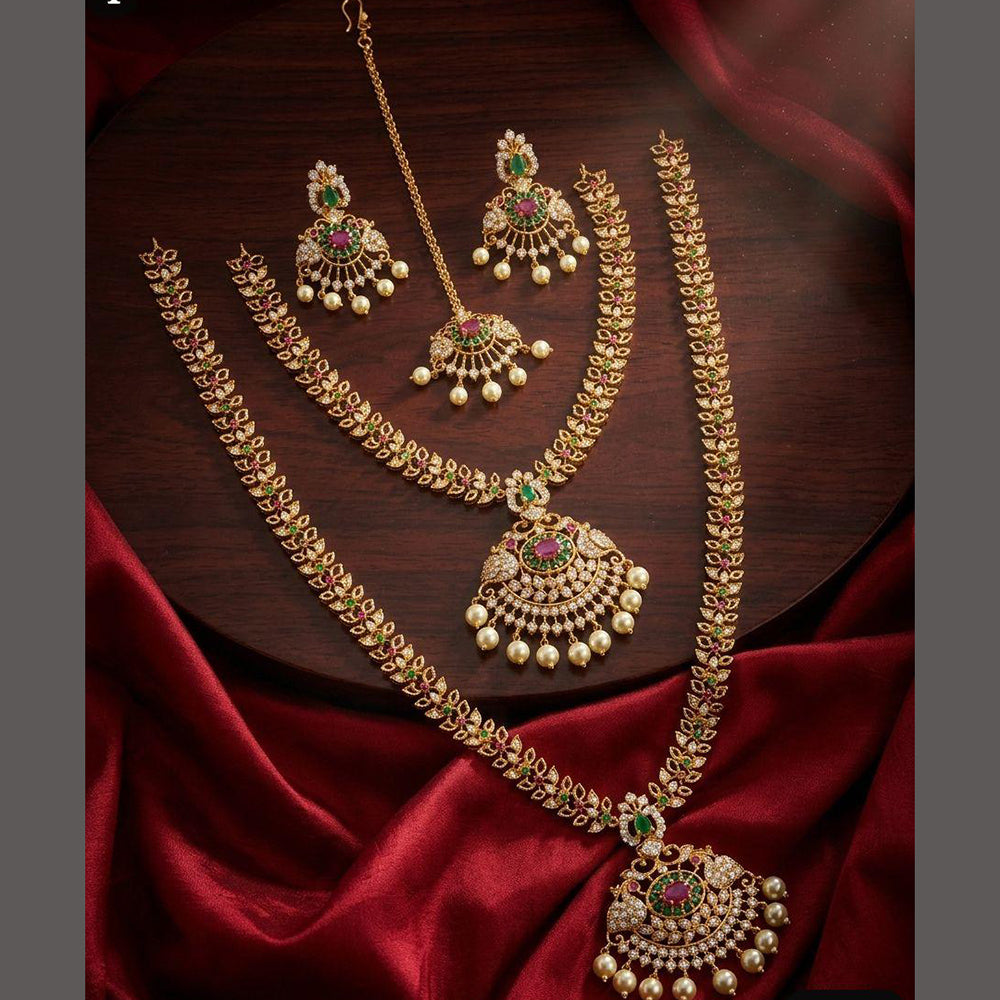 Tanish Art Jewellery Royal Pota Stone And Pearl Double Necklace Set