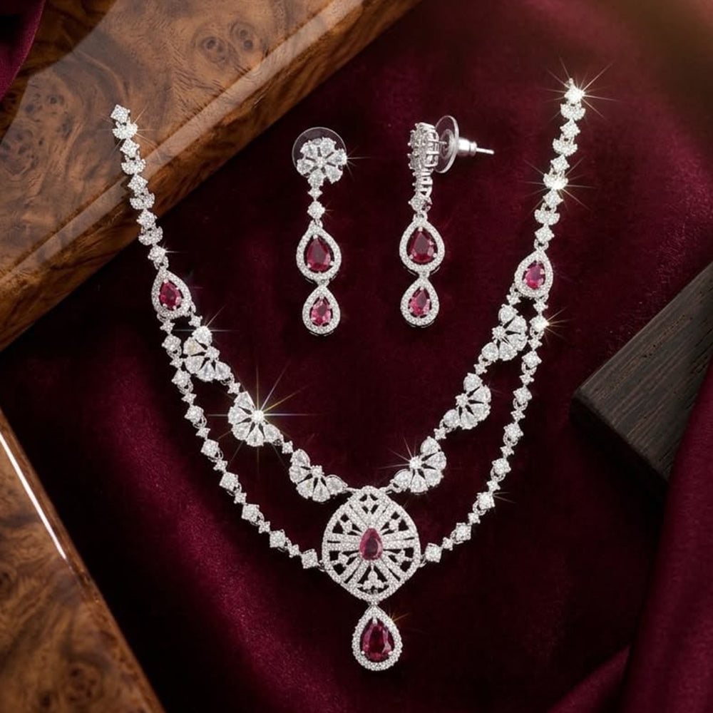 Tanish Art Jewellery Royal American Daimond Stone Necklace Set