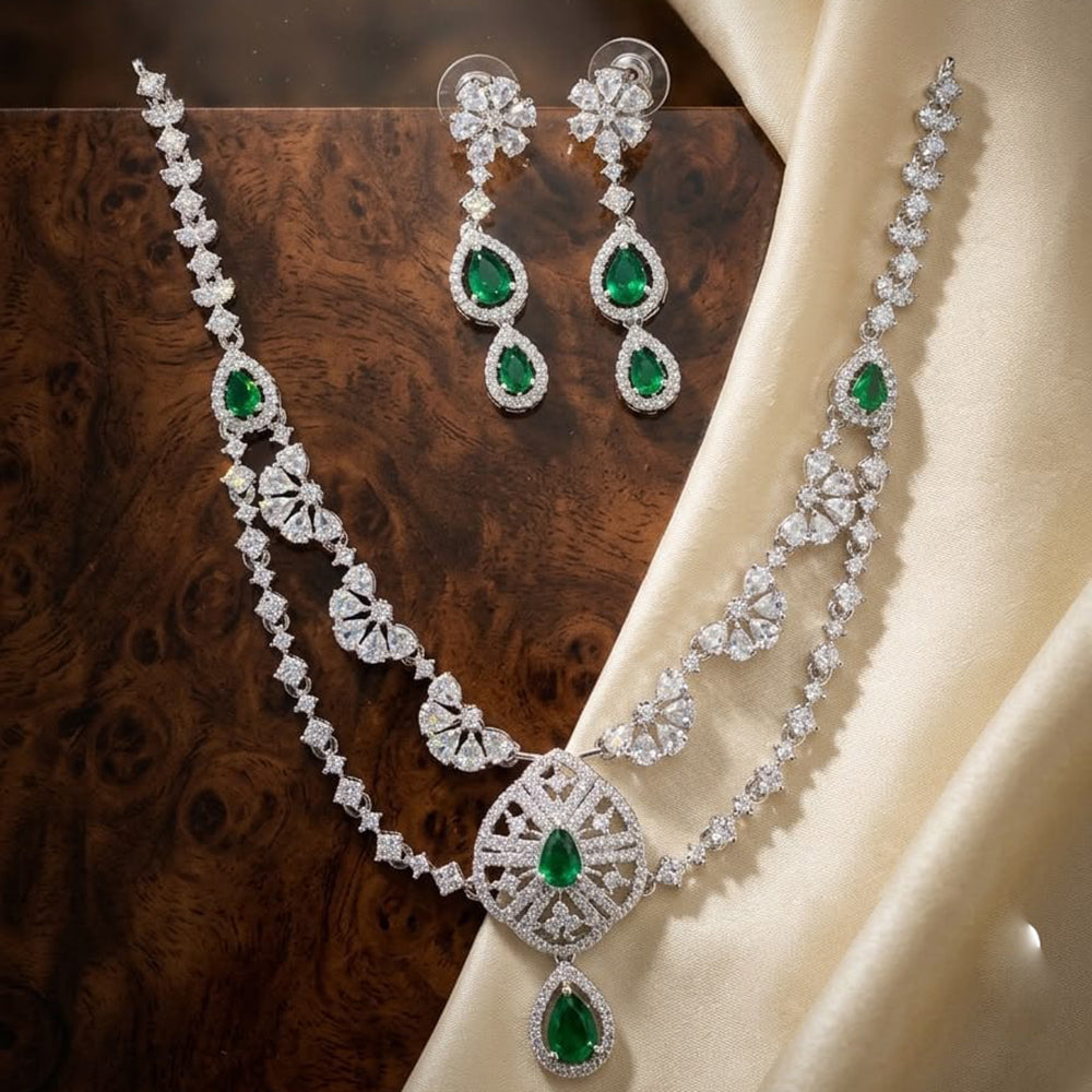Tanish Art Jewellery Royal American Daimond Stone Necklace Set