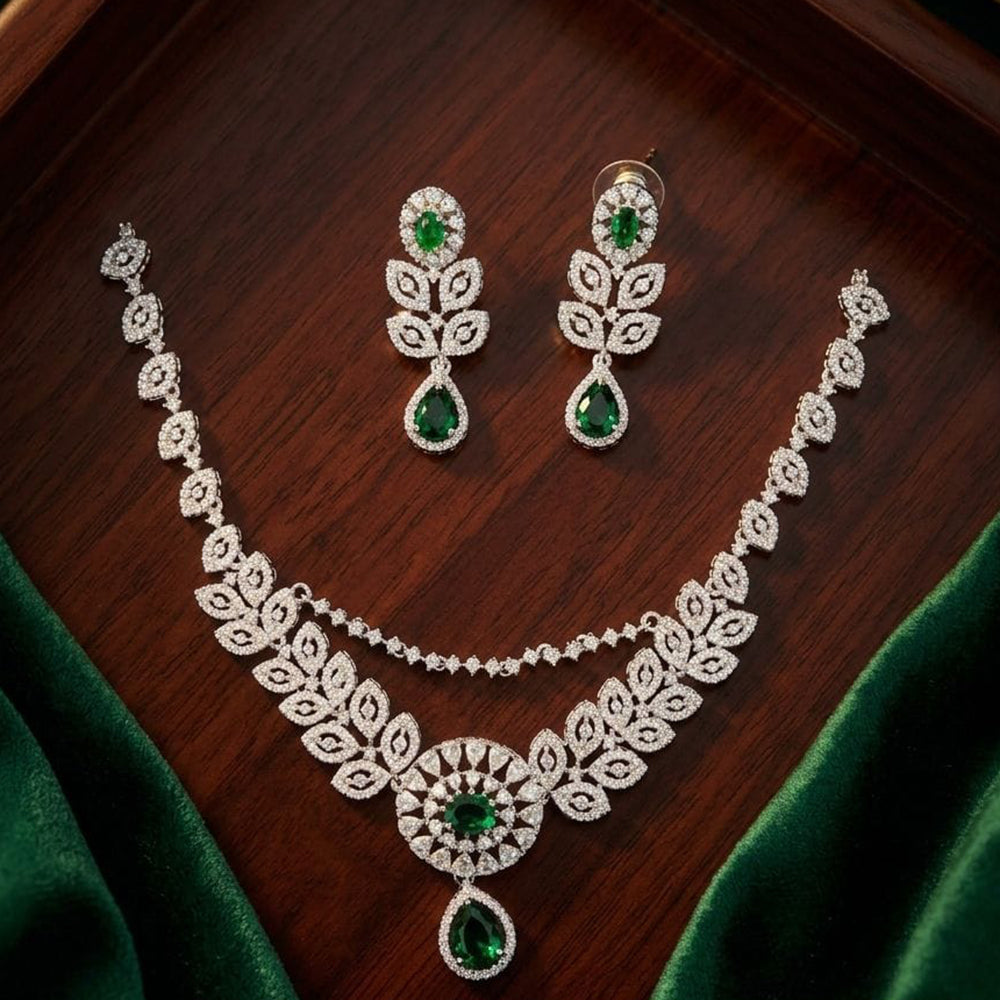 Tanish Art Jewellery Royal American Daimond Stone Necklace Set