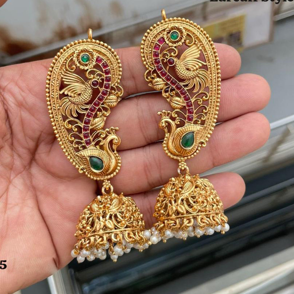 Tanish Art Jewellery Traditional Pota Stone And Pearl Earcuff Jhumki Earrings