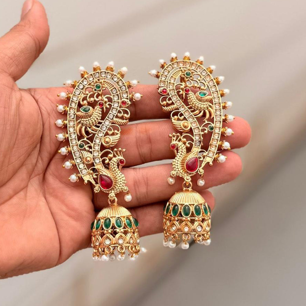 Tanish Art Jewellery Traditional Pota Stone And Pearl Earcuff Jhumki Earrings