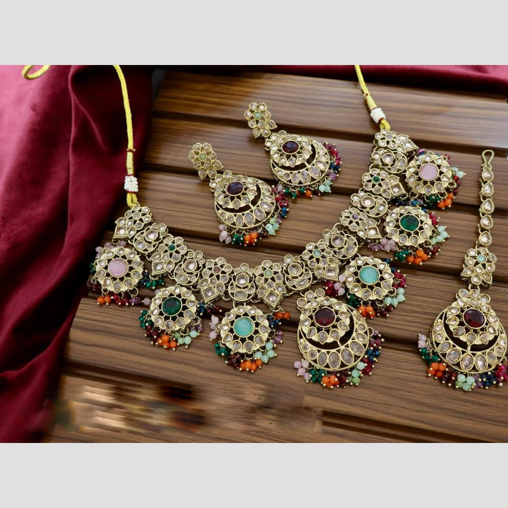 Tanish Art Jewellery Crystal Stone And Pearl Designer Necklace Set for Women