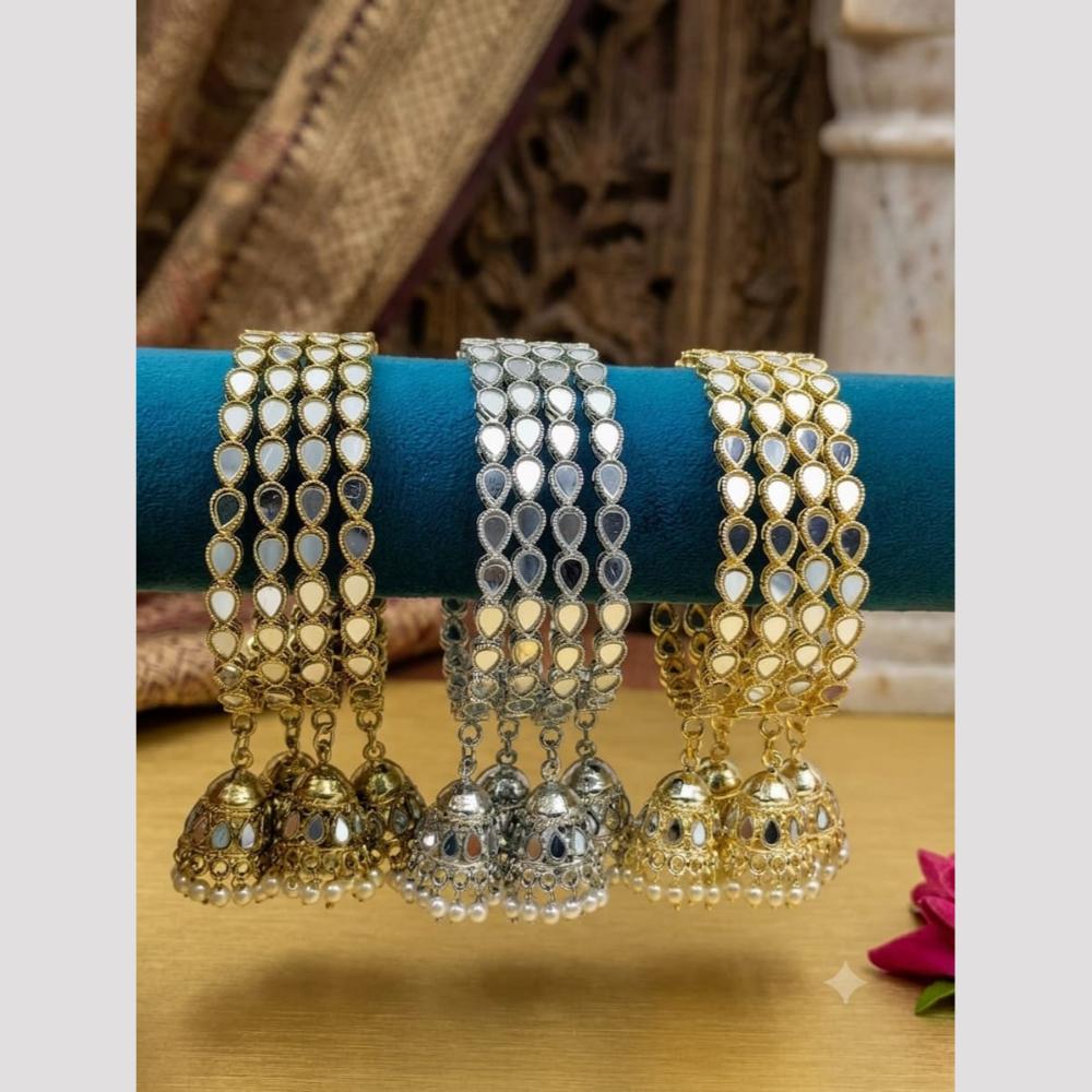 Tanish Art Jewellery Elegant Mirror And Pearl Tassel Fashion Bangles Set