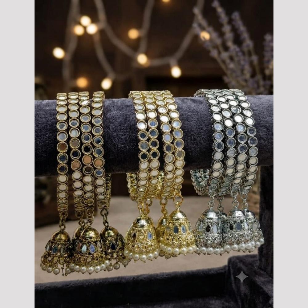 Tanish Art Jewellery Elegant Mirror And Pearl Tassel Fashion Bangles Set