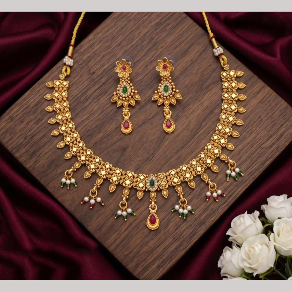 Tanish Art Jewellery Statement Pota Stone And Pearl Neckalce Set