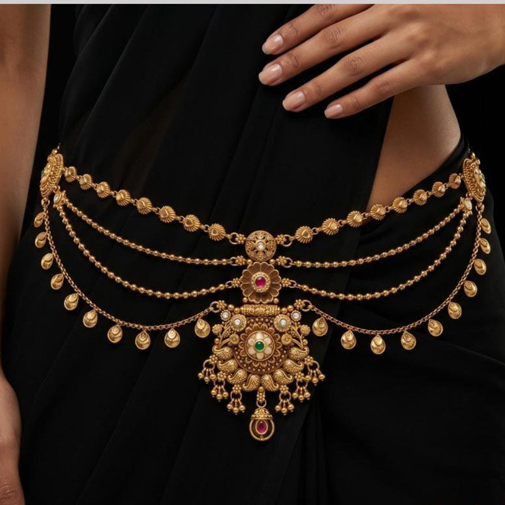 Tanish Art Jewellery Timeless Pota Stone And Pearls Kamarbandh