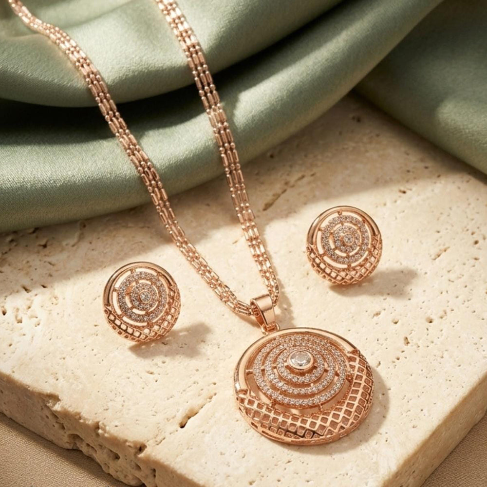 Tanish Art Jewellery American Diamond Chain Pendant Set