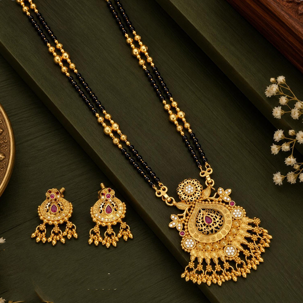 Tanish Art Jewellery Elegant Austrian Stone And Pota Stone Beads Mangalsutra Set