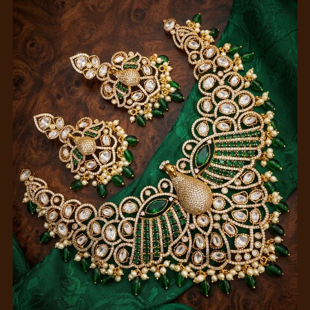 Tanish Art Jewellery Designer American Daimond And Pearl Necklace Set