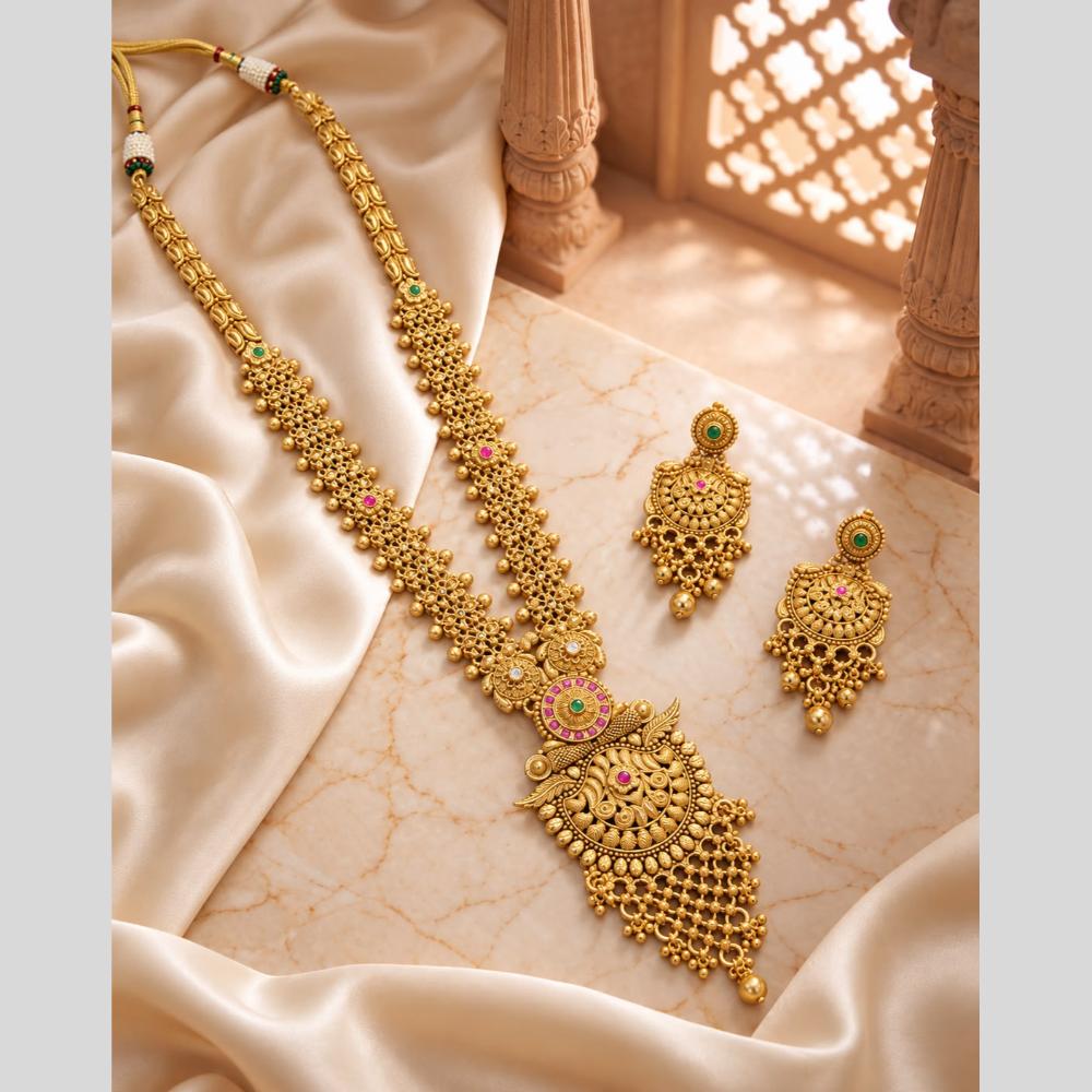 Tanish Art Jewellery Traditional Pota Stone And Beads Long Necklace Set