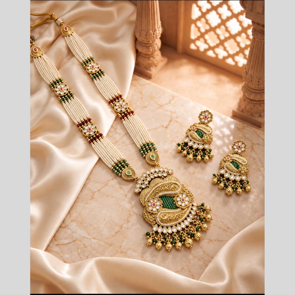 Tanish Art Jewellery Traditional Pota Stone And Beads Long Necklace Set