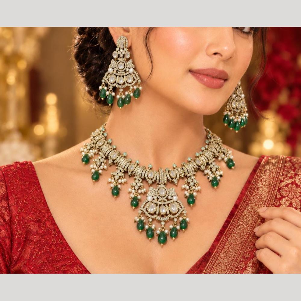 Tanish Art Jewellery Bridal Fashion Polki Kundan Stone And Beads Choker Necklace Set