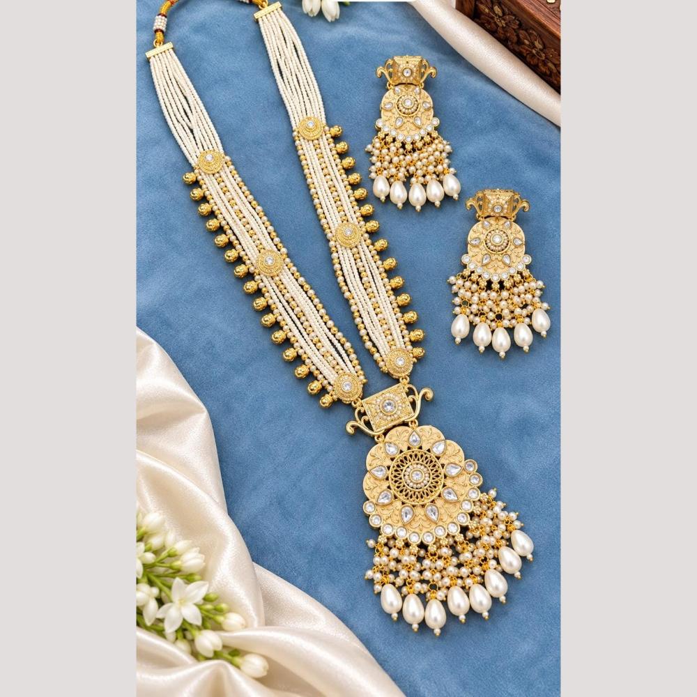 Tanish Art Jewellery Polki Kundan And Pearl Long Necklace Set