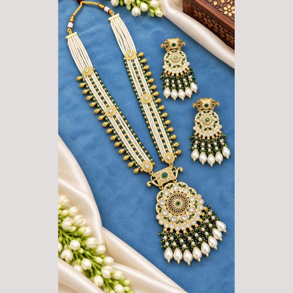 Tanish Art Jewellery Polki Kundan And Pearl Long Necklace Set