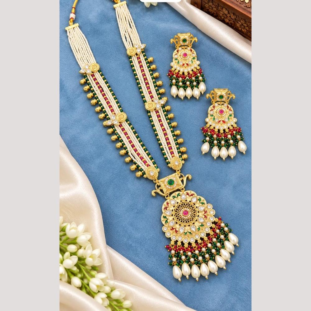 Tanish Art Jewellery Polki Kundan And Pearl Long Necklace Set