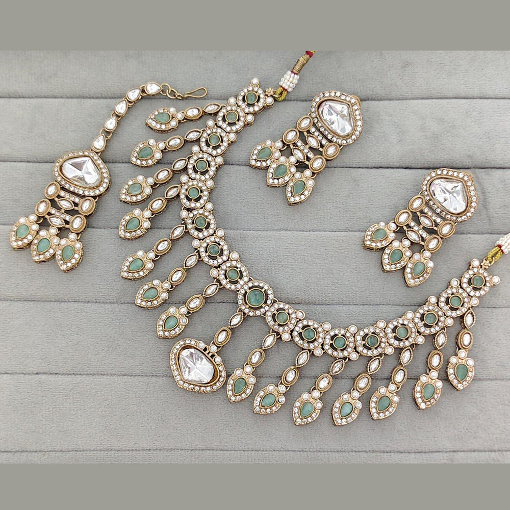 ZF Collection Royal Kundan Stone And Pota Stone Necklace Set