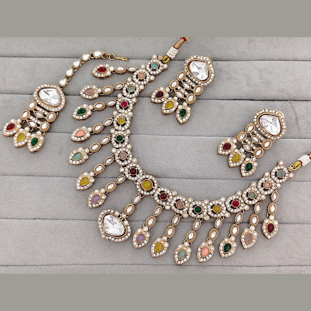 ZF Collection Royal Kundan Stone And Pota Stone Necklace Set