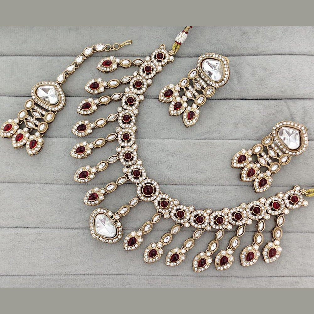 ZF Collection Royal Kundan Stone And Pota Stone Necklace Set