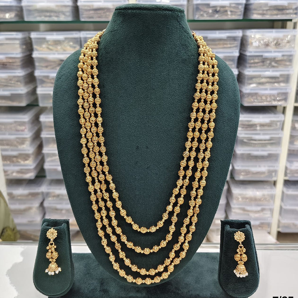 ZF Collection Traditional Beads Multi Layer Long Necklace Set