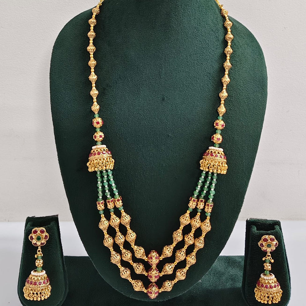 ZF Collection Traditional Pota Stone And Beads Long Necklace Set