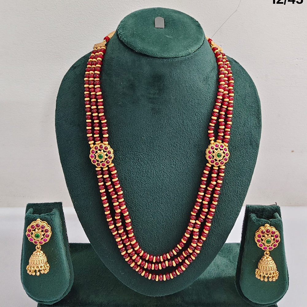 ZF Collection Traditional Pota Stone And Beads Long Necklace Set