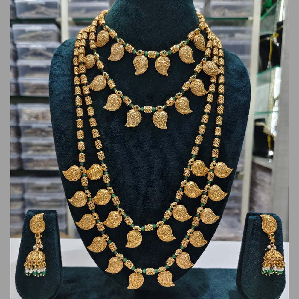 ZF Collection Traditional Beads Multi Layer Long Necklace Set