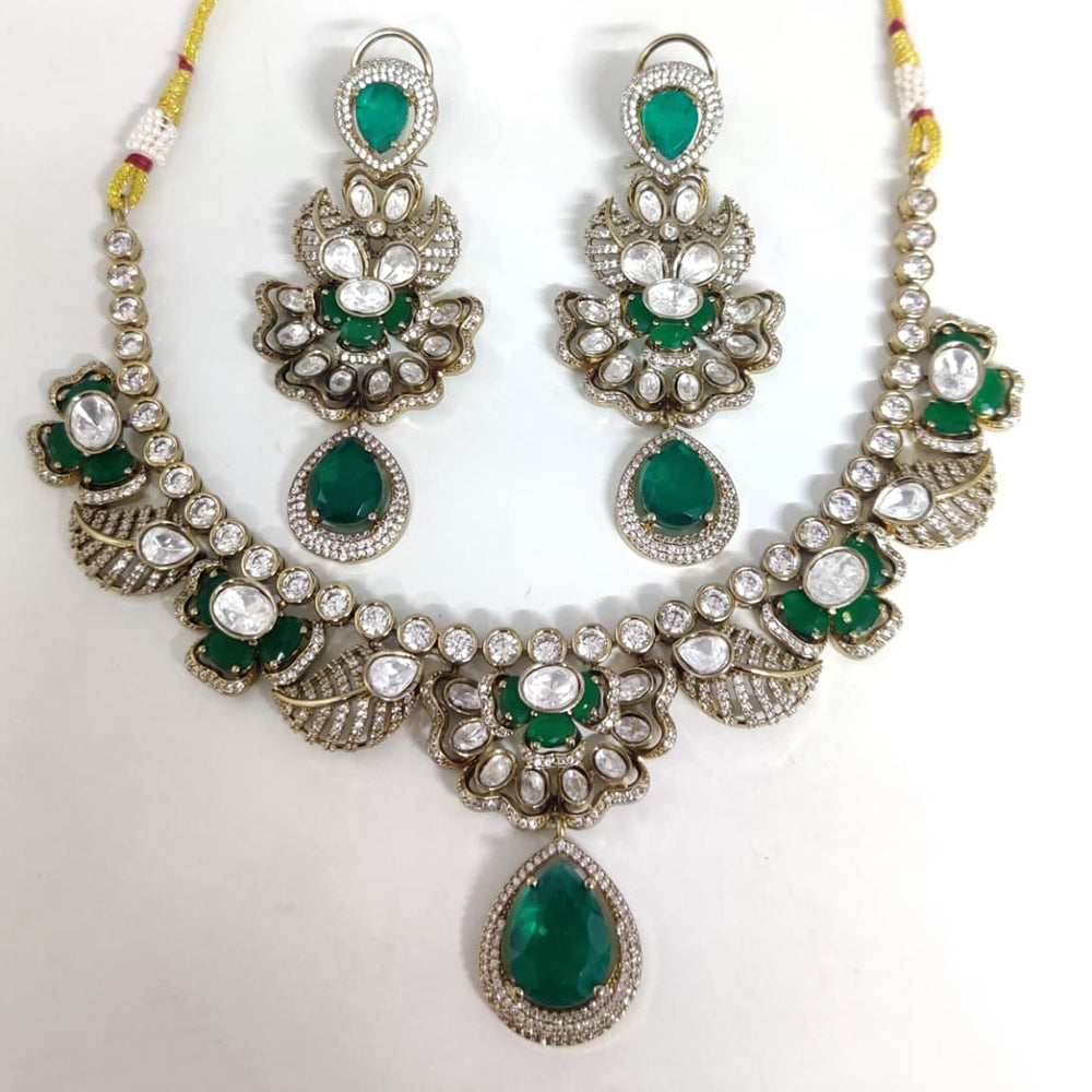 ZF Collection Festive Wear Polki Kundan Stone Necklace Set