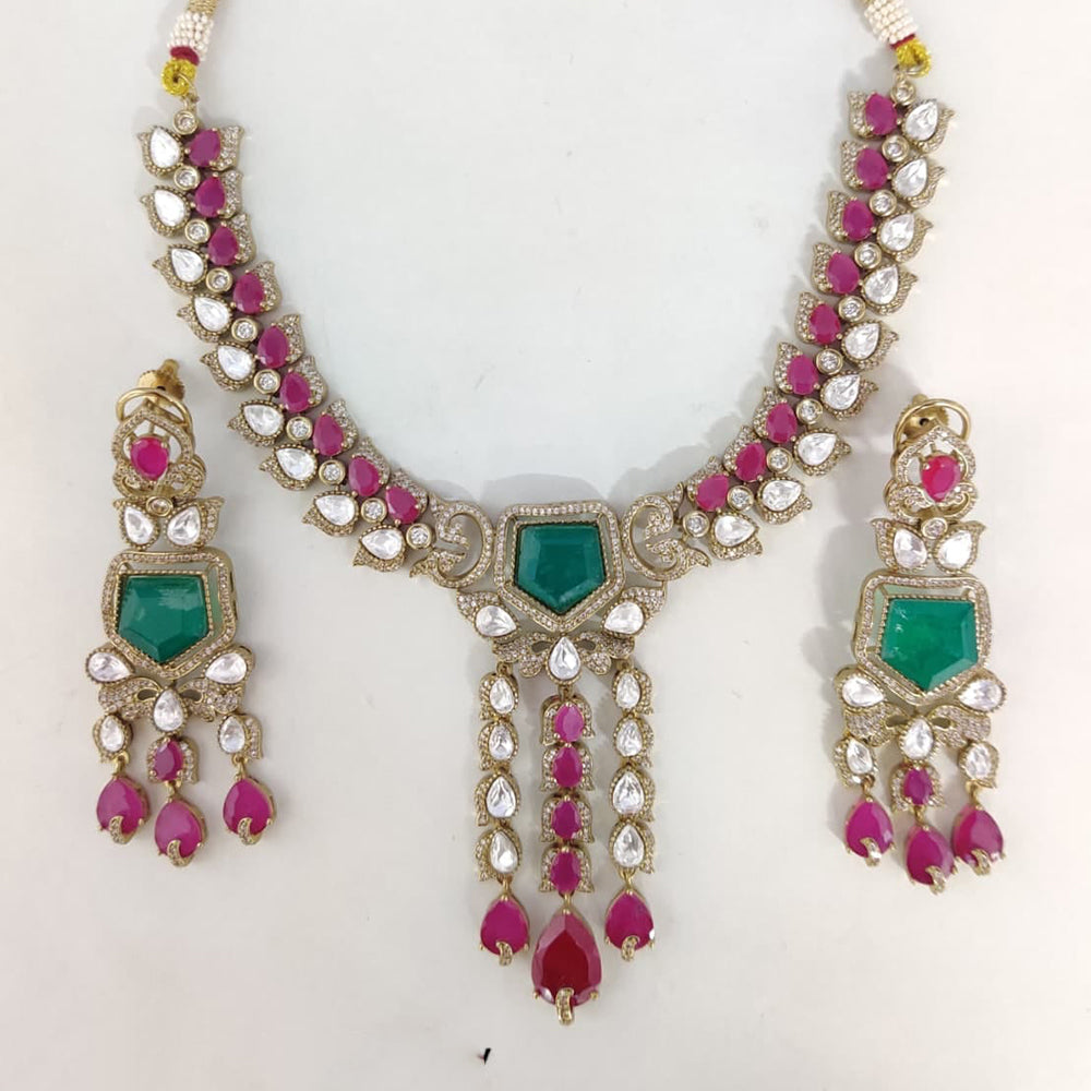 ZF Collection Festive Wear Polki Kundan Stone Necklace Set
