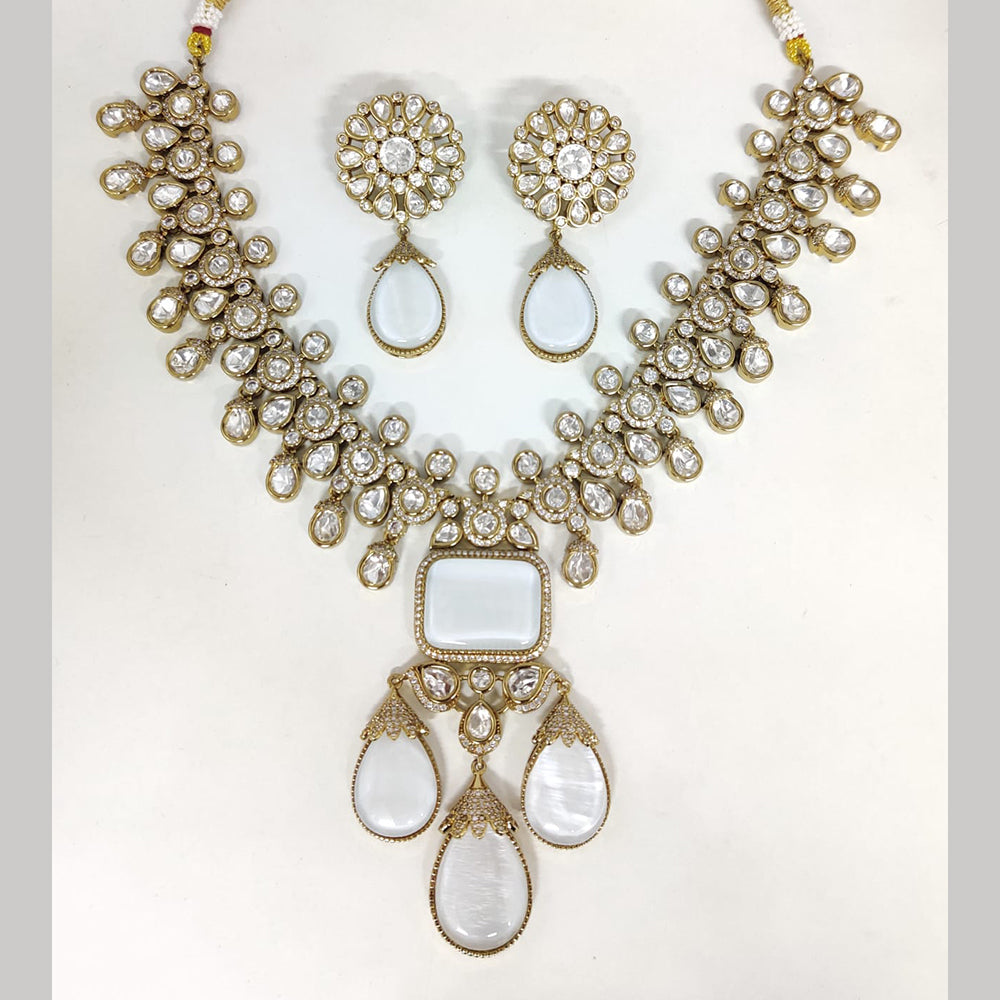 ZF Collection Festive Wear Polki Kundan Stone Necklace Set
