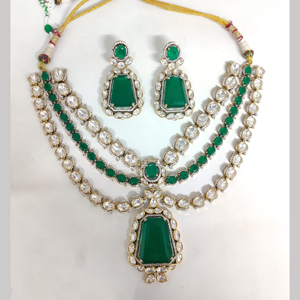 ZF Collection Festive Wear Polki Kundan Stone Necklace Set