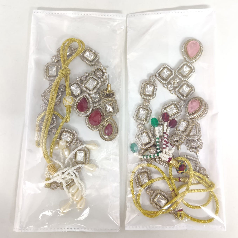 ZF Collection Festive Wear Polki Kundan Stone Necklace Set