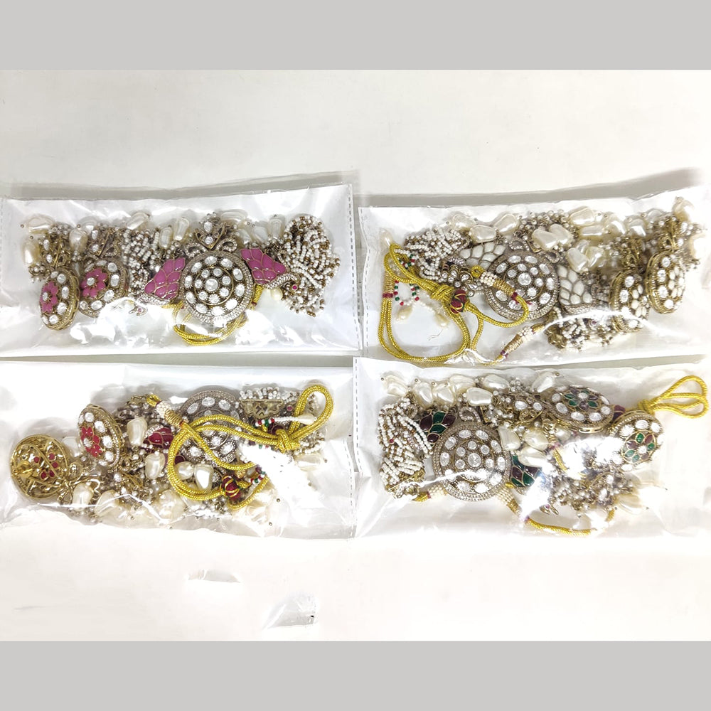 ZF Collection Festive Wear Polki Kundan Stone And Pearl Choker Necklace Set