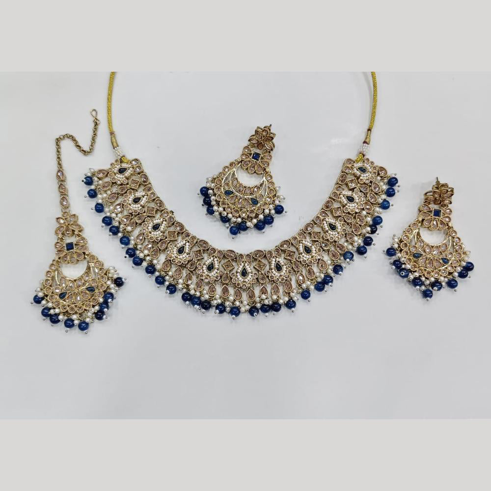ZF Collection Glamorous Crystal Stone And Beads Necklace Set