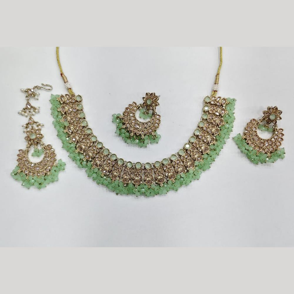 ZF Collection Glamorous Crystal Stone And Beads Necklace Set