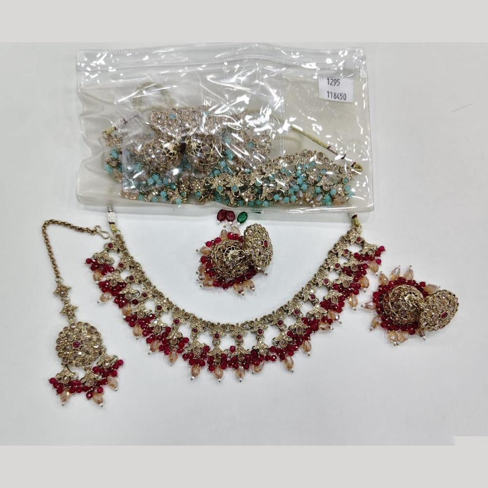 ZF Collection Glamorous Crystal Stone And Beads Necklace Set