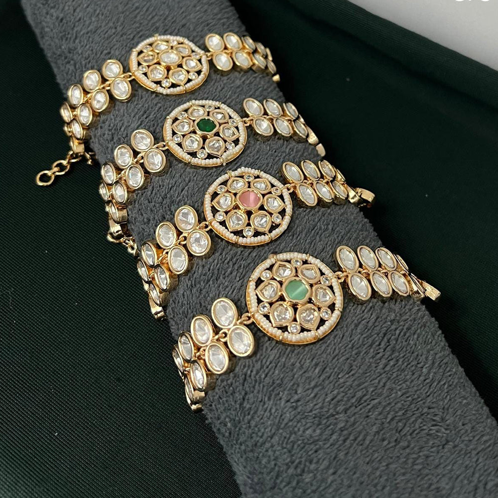 ZF Collection Designer Polki Kundan Stone And Pearl Bracelet