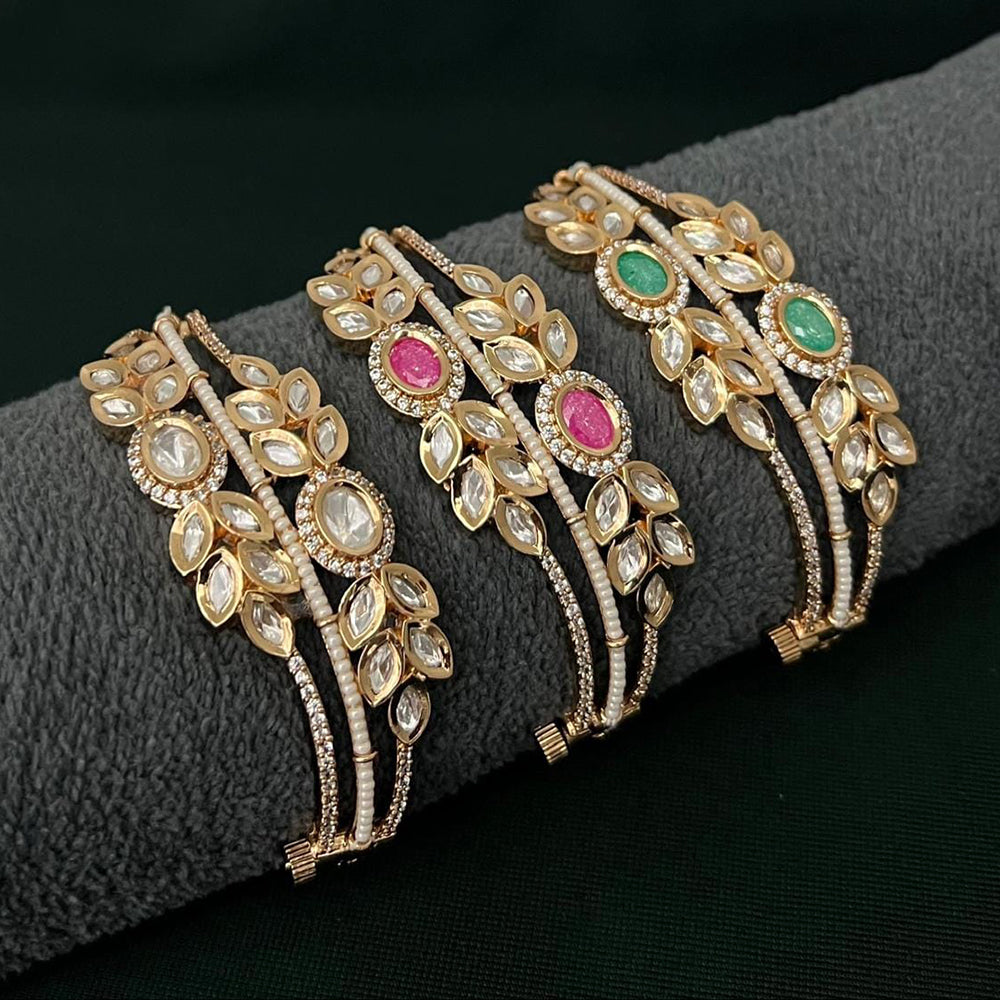 ZF Collection Designer Polki Kundan Stone And Pearl Bracelet