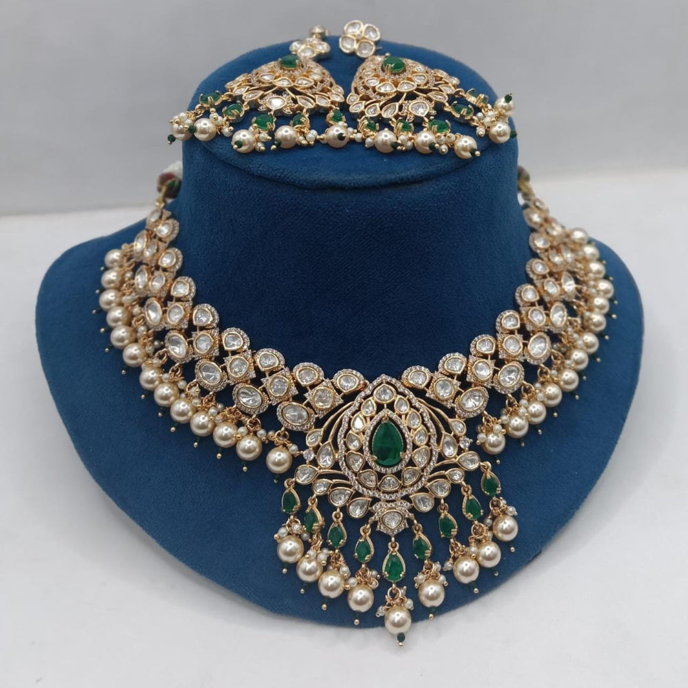 Ridhi Art Jewellery Regal Polki Kundan Stone And Beads Designer Choker Necklace Set