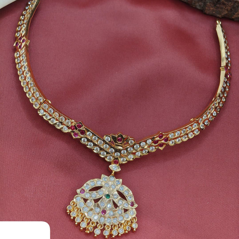 Ridhi Art Jewellery Classic Austrian Stone And Pearl Statement Necklace Set