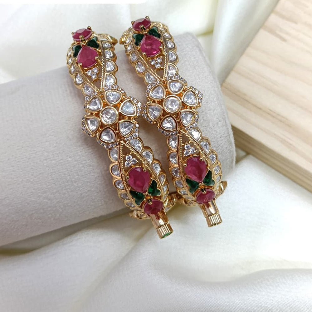 Ridhi Art Jewellery Royal Polki Kundan Stone Openable Bangles Set