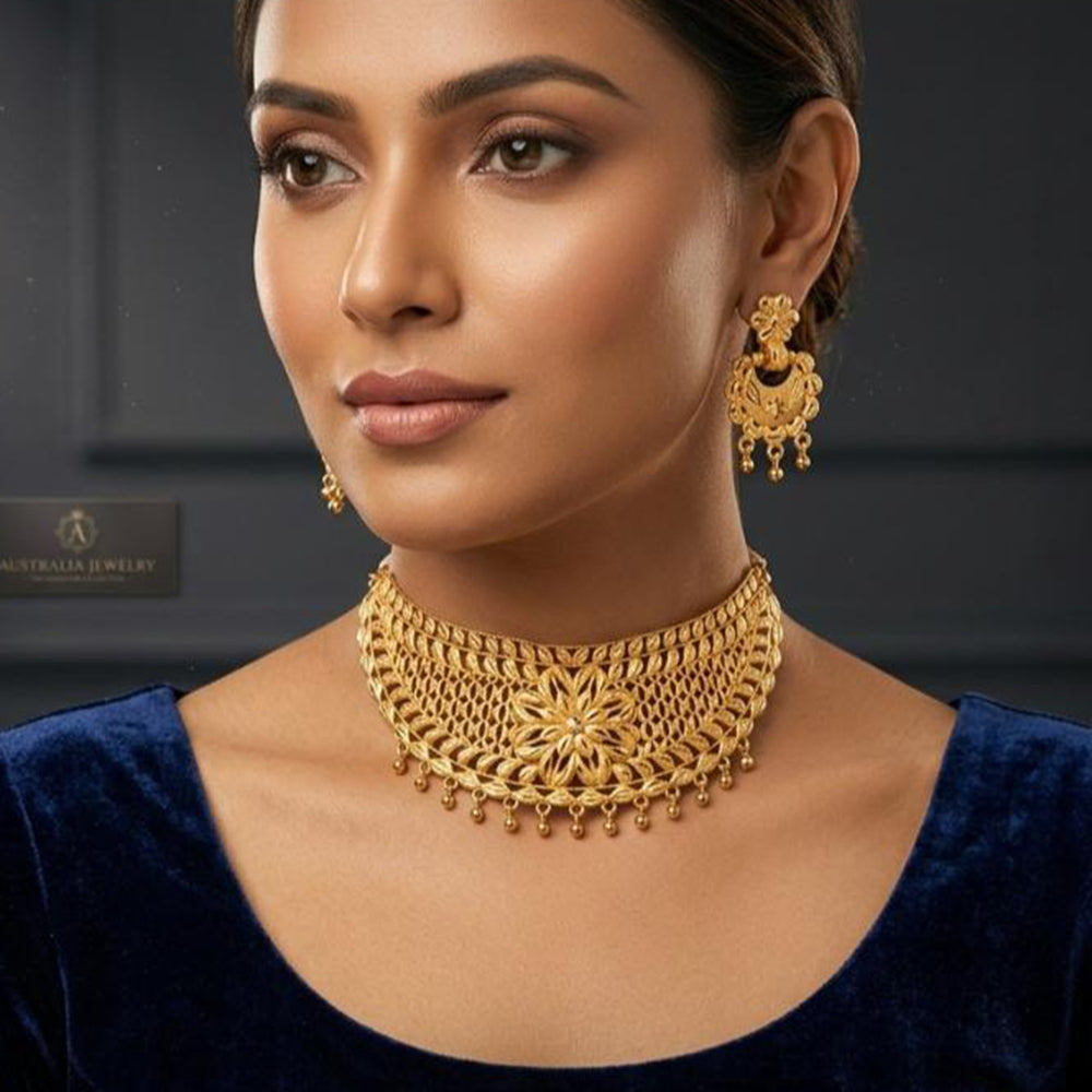 Kishi Jewels Traditional Gold Plated Choker Necklace Set (Pack of 6)