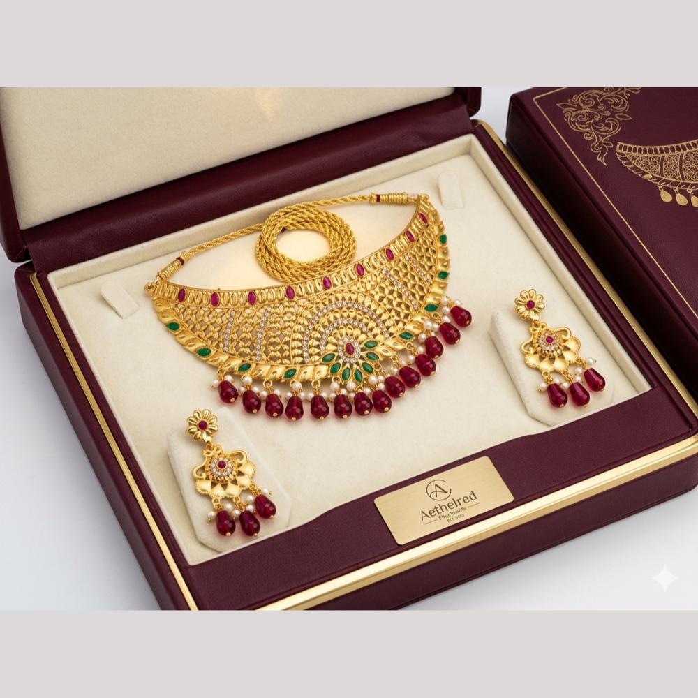 Kishi Jewels Traditional Gold Plated Pota Stone And Beads Choker Necklace Set (Pack of 6)