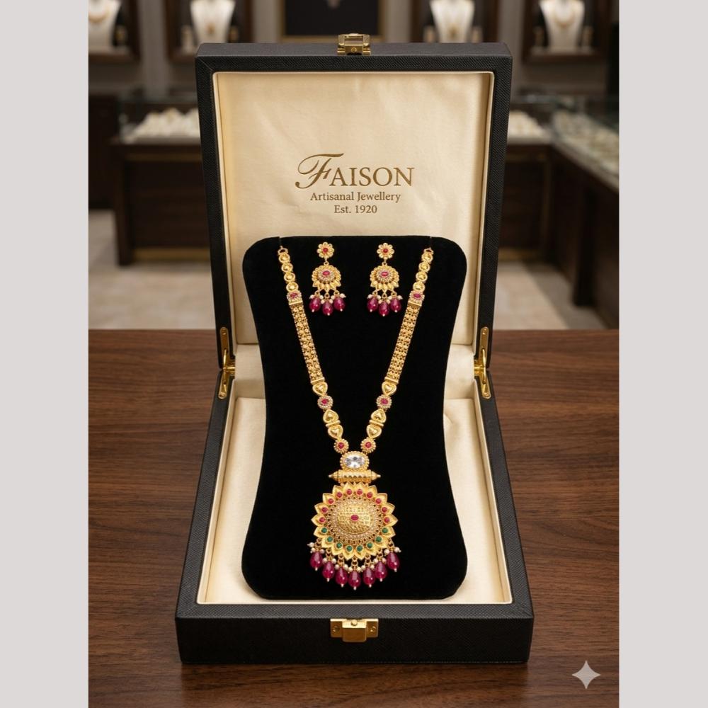Kishi Jewels Traditional Gold Plated Pota Stone And Beads Necklace Set (Pack of 6)