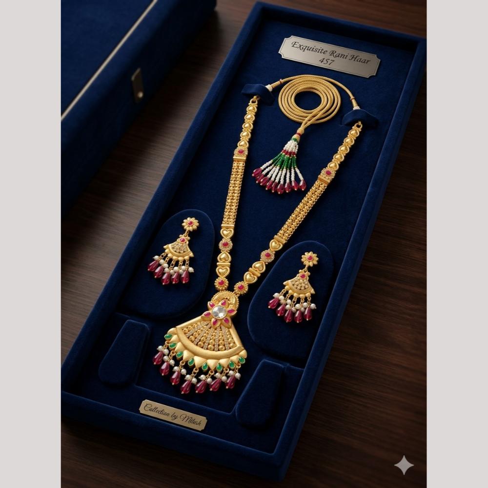 Kishi Jewels Traditional Gold Plated Pota Stone And Beads Necklace Set (Pack of 6)