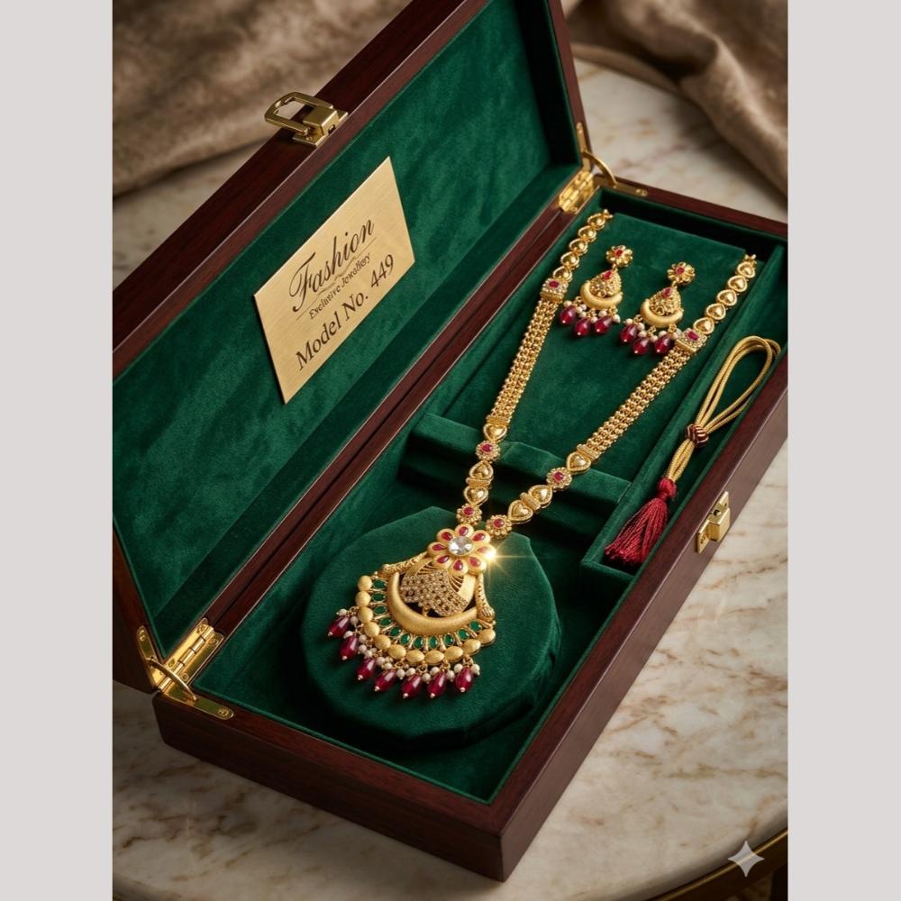 Kishi Jewels Traditional Gold Plated Pota Stone And Beads Necklace Set (Pack of 6)