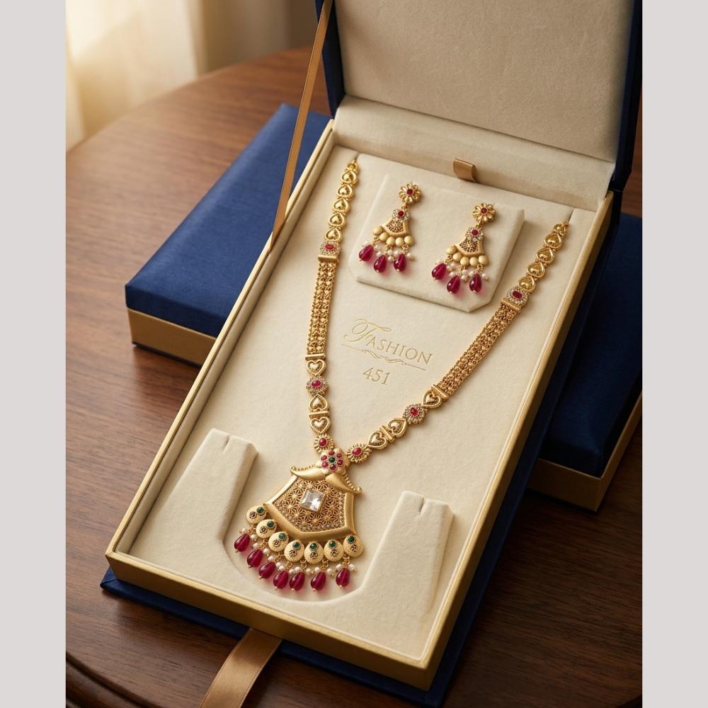 Kishi Jewels Traditional Gold Plated Pota Stone And Beads Necklace Set (Pack of 6)