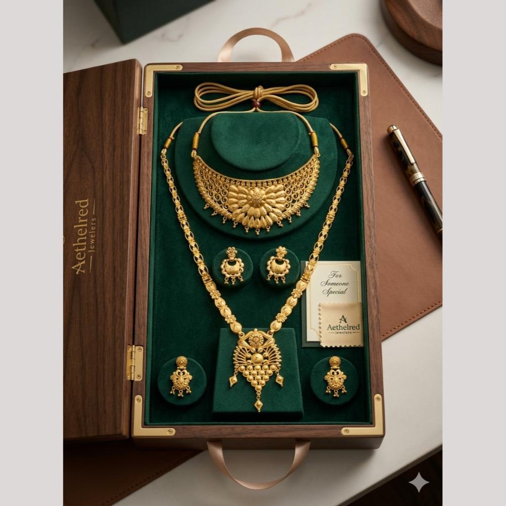 Kishi Jewels Premium Gold Plated Long & Short Double Necklace Set (Pack of 6)
