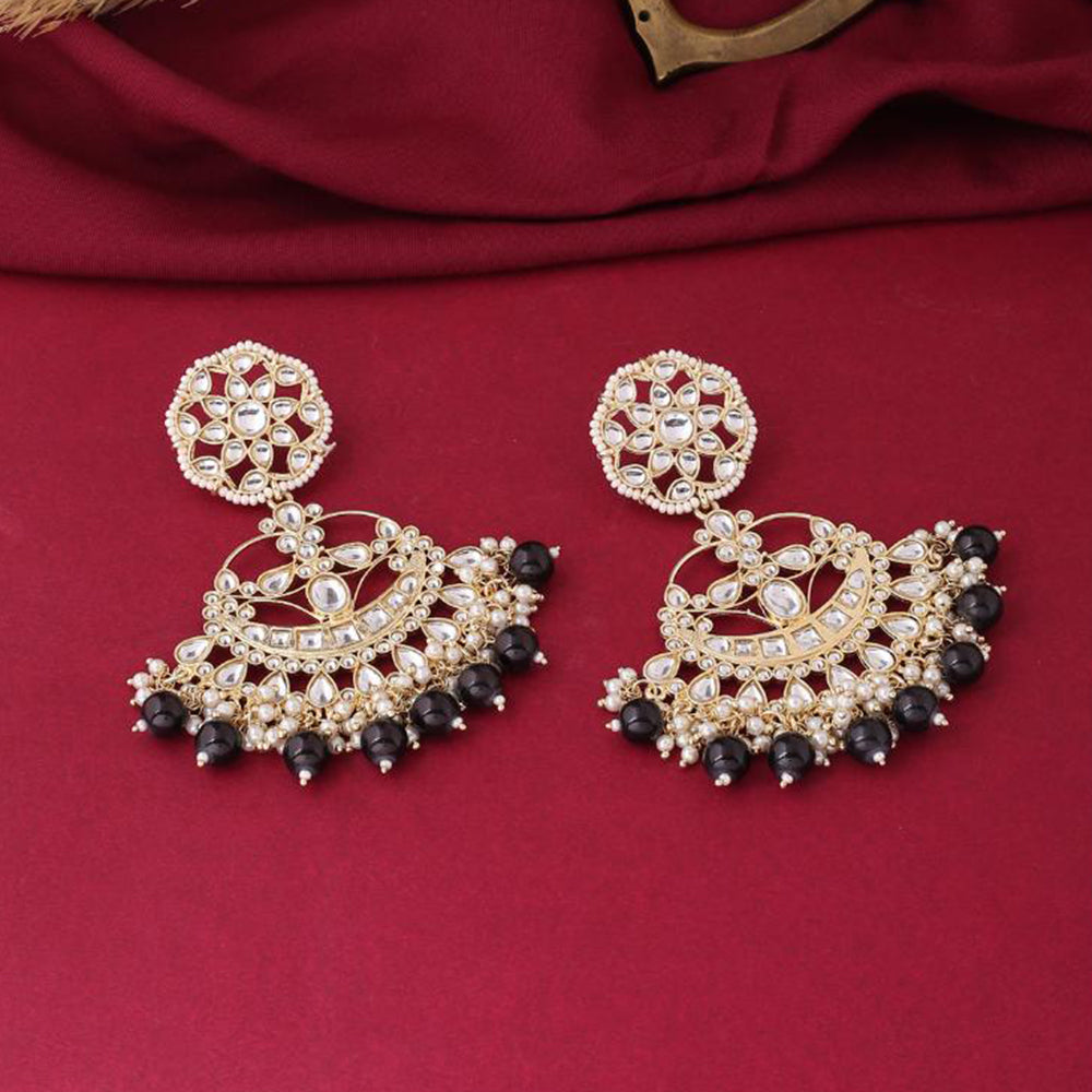 Viraasi Traditional Kundan Stone And Beads Dangler Earrings